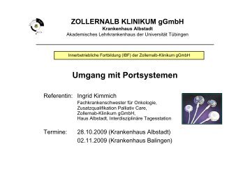 Umgang mit Portsystemen - Zollernalb Klinikum gGmbH