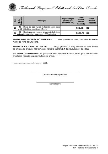 RP edital e anexos - material de marcenaria - TRE-SP