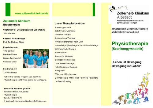 Physiotherapie Albstadt - Zollernalb Klinikum gGmbH