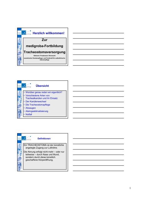 Zur medigroba-Fortbildung Tracheostomaversorgung - Zollernalb ...