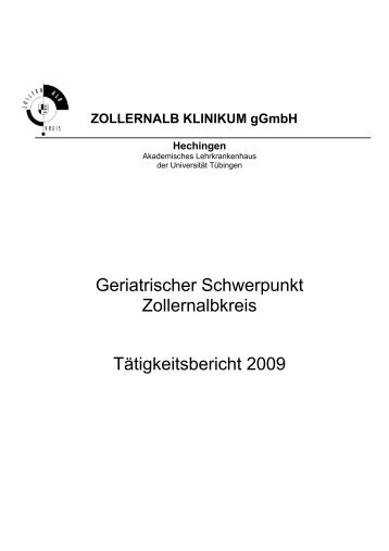 Tätigkeitsbericht Geriatrischer Schwerpunkt Zollernalb Klinikum ...