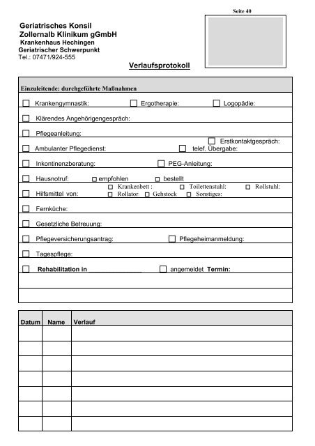 Tätigkeitsbericht Geriatrischer Schwerpunkt Zollernalb Klinikum ...