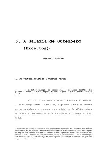 5. A Galáxia de Gutenberg (Excertos)1 - Instituto de Educação