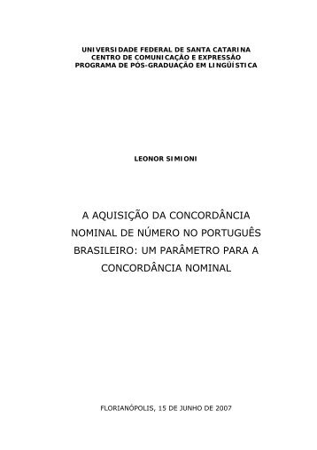 a aquisição da concordância nominal de número no ... - UFSC