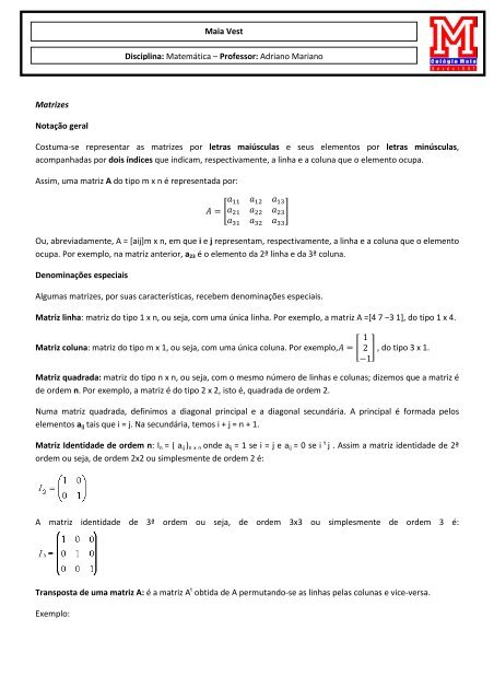 Apostila de Matemática - Matriz