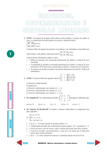 matrizes, determinantes e sistemas lineares - Matemática para ...