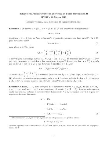 Soluções da Primeira Série de Exercicios de Fisica Matemática II ...