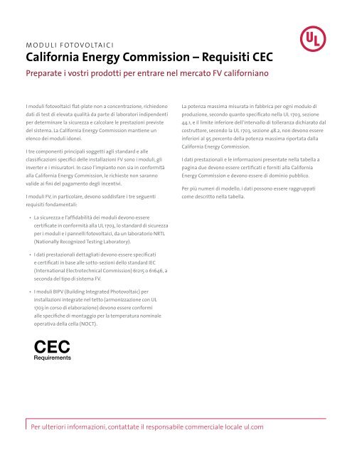 California Energy Commission – Requisiti CEC - UL.com