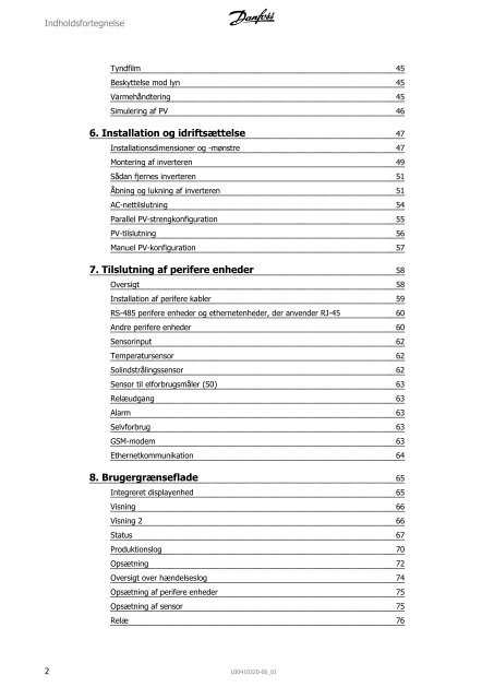 Danfoss TLX Referencemanual - Dansk Solcelle