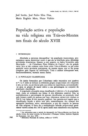 População activa e população na vida religiosa em ... - Análise Social