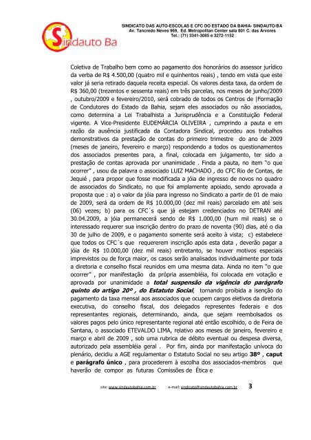 ATA DE ASSEMBLÉIA GERAL EXTRAORDINÁRIA ... - Sindauto Bahia