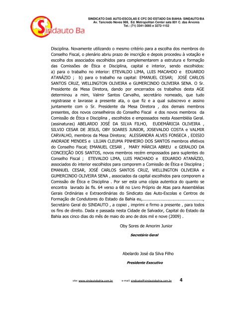 ATA DE ASSEMBLÉIA GERAL EXTRAORDINÁRIA ... - Sindauto Bahia