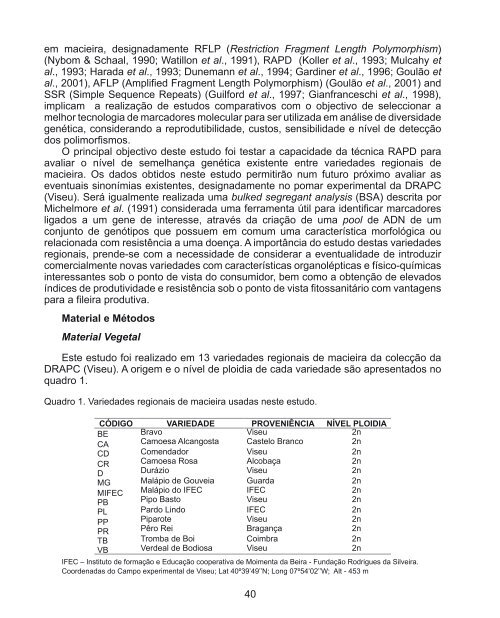 Variedades Regionais e Agricultura Biológica - DRAP Centro