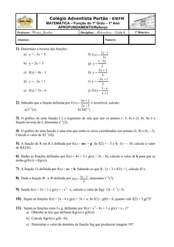 Colégio Adventista Portão – EIEFM Professor: Hermes Jardim ...