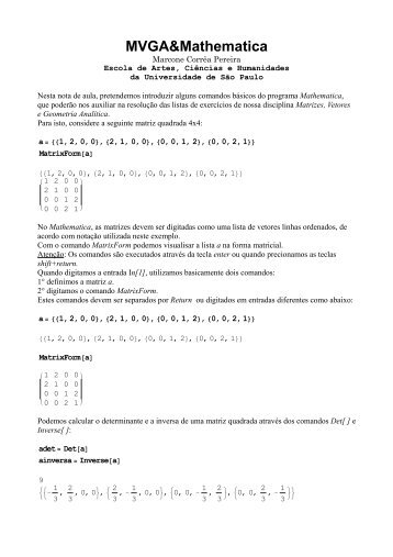 Matrizes com Mathematica