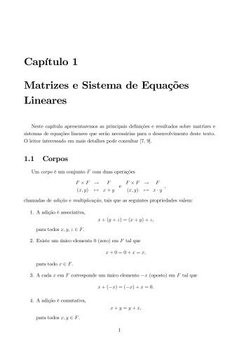 Texto sobre Matrizes e Sistemas de Equaçõs Lineares.