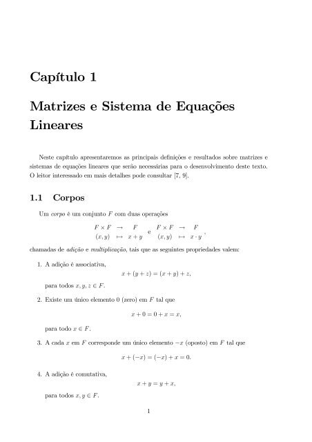 Texto sobre Matrizes e Sistemas de Equaçõs Lineares.