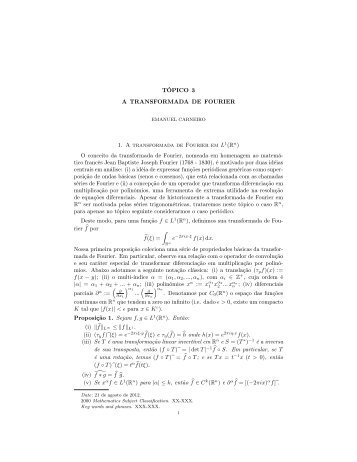 O conceito da transformada de Fourier, nomeada em ho - Impa