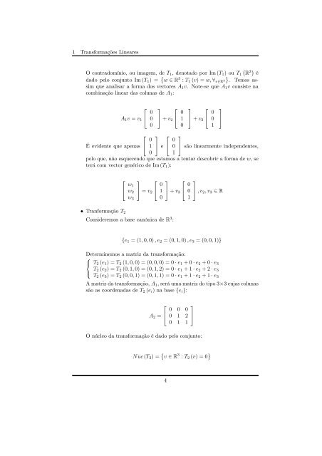 Álgebra Linear - Exercícios (Transformações Lineares)