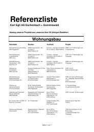 Referenzliste Karl Egli AG Eschenbach + Gommiswald Wohnungsbau