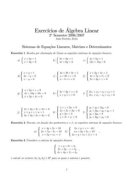 Exercícios de Álgebra Linear