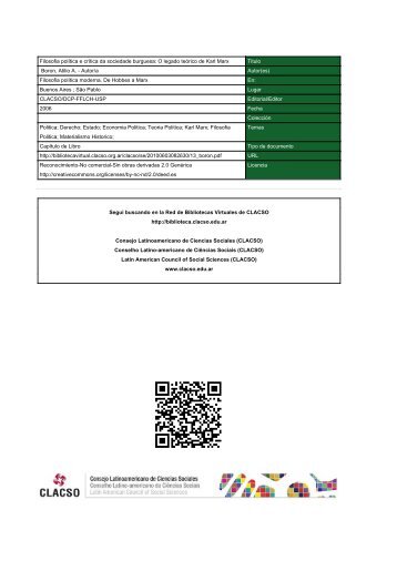 Filosofia política e crítica da sociedade burguesa: O ... - CLACSO
