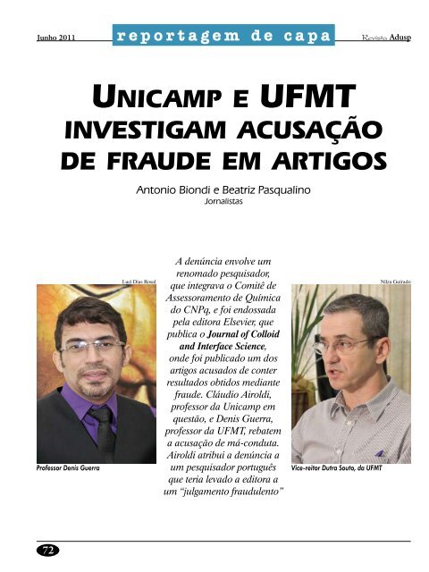 UNICAMP e UFMT investigam acusação de fraude em artigos - Adusp