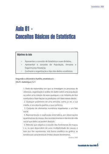 Aula 01 - Conceitos Básicos de Estatística - Arquivos UNAMA