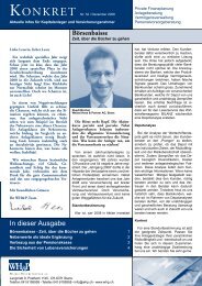 In dieser Ausgabe Börsenbaisse - WH&P Weibel, Hess & Partner AG