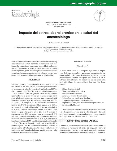 Impacto del estrés laboral crónico en la salud del ... - edigraphic.com