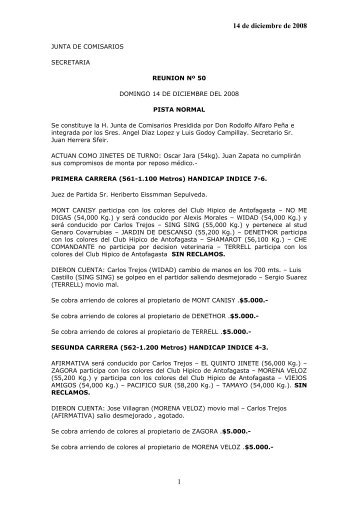 Acta de comisarios del día 14/12/2008 - Club Hípico de Antofagasta