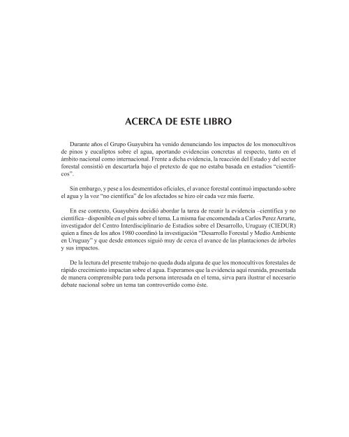 Plantaciones forestales e impactos sobre el ciclo del agua. Un ...