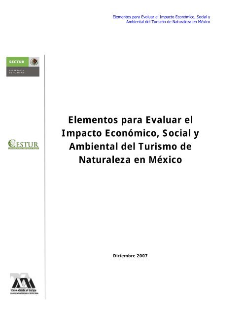 Elementos para Evaluar el Impacto Económico, Social y ... - Sectur