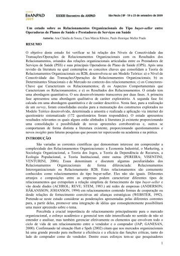 1 Um estudo sobre os Relacionamentos Organizacionais ... - Anpad