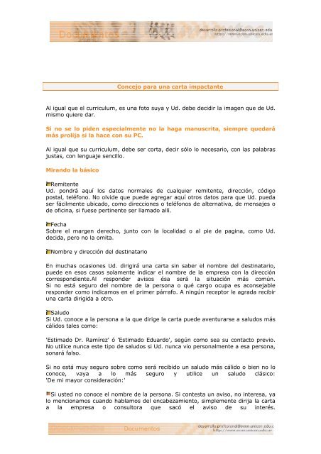 Consejos para una carta impactante - Facultad de Derecho - UNICEN