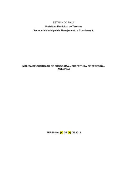 contrato de programa - teresina - agespisa - Prefeitura Municipal de ...