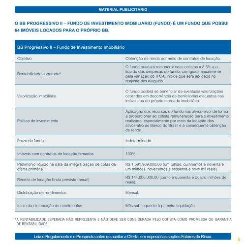 BB Progressivo II Fundo de Investimento Imobiliário FII - Safra