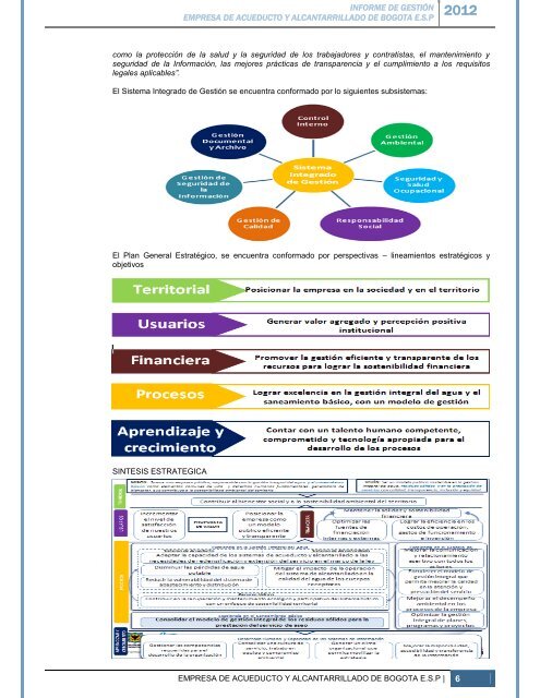 Ver informe de gestión 2012 - Acueducto de Bogotá