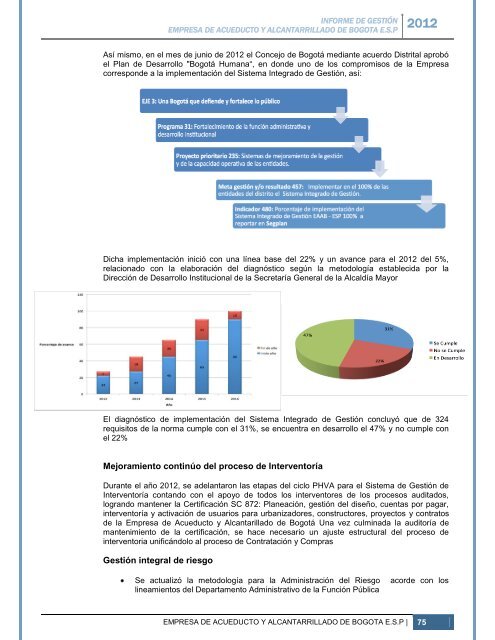 Ver informe de gestión 2012 - Acueducto de Bogotá