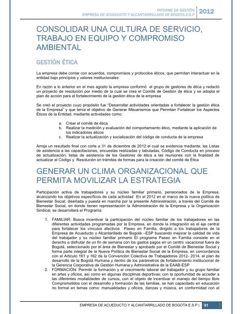 Ver informe de gestión 2012 - Acueducto de Bogotá