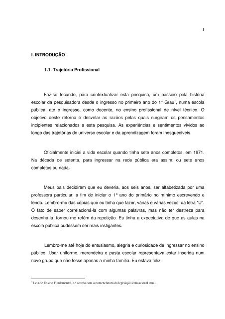 O professor do Ensino Técnico em enfermagem, a docência ... - Unicid