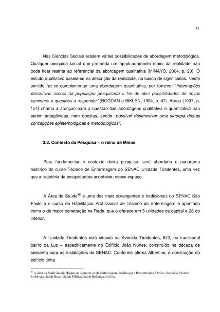 O professor do Ensino Técnico em enfermagem, a docência ... - Unicid