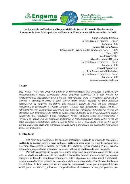 Implemetação de Práticas de Responsabilidade Social ... - Engema