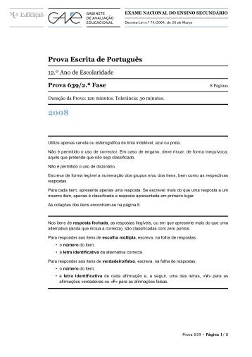 Prova Escrita de Português