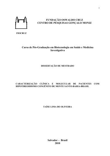 Taise Lima de Oliveira Caracterização clínica e ... - Arca - Fiocruz