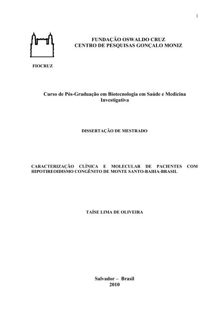 Taise Lima de Oliveira Caracterização clínica e ... - Arca - Fiocruz