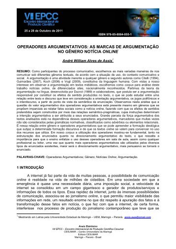 OPERADORES ARGUMENTATIVOS: AS MARCAS DE ... - Cesumar