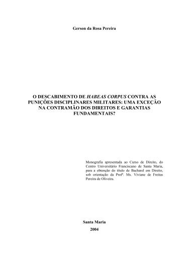 o descabimento de habeas corpus contra as punições disciplinares ...