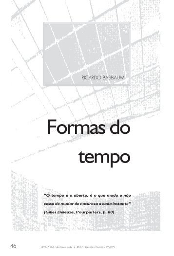 Formas do tempo Ricardo Basbaum - USP