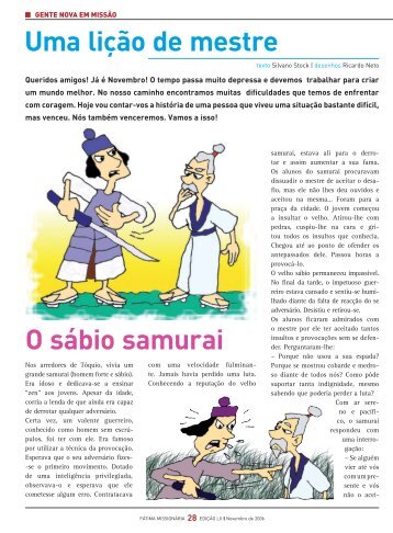 O sábio samurai Uma lição de mestre - Fátima Missionária